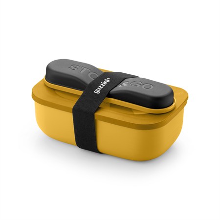 set lunch box con posate da viaggio giallo mango